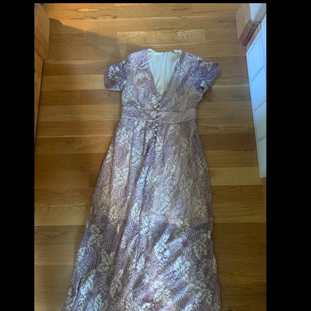 A white and purple long dress